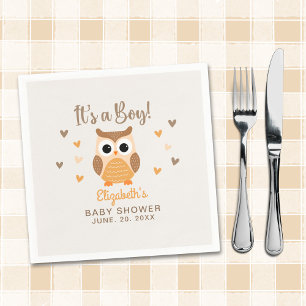Adorable Owl Baby Shower Boy Napkin