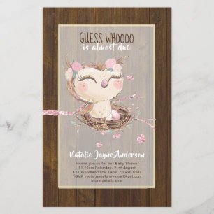 Adorable OWL Baby Shower Girls or Boys Invitation Flyer