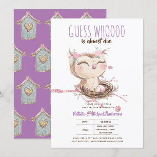 Adorable OWL Baby Shower Guess Whooo Is Almost Due Invitation
