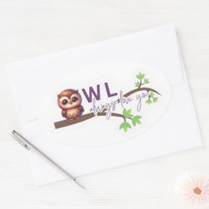 Adorable Owl Design Oval Sticker