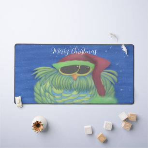 Adorable Owl with Santa Hat Desk Mat