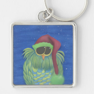 Adorable Owl with Santa Hat Keychain