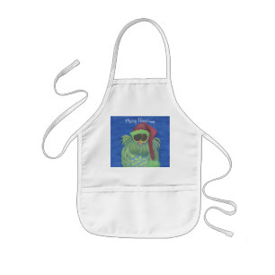 Adorable Owl with Santa Hat Kids' Apron