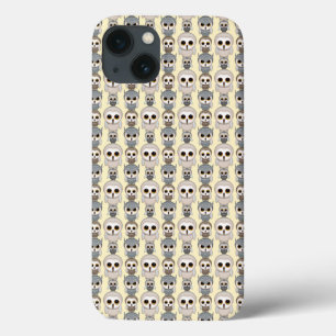 Adorable Owls Pattern on Light Yellow Background iPhone 13 Case