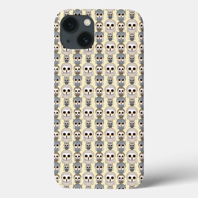 Adorable Owls Pattern on Light Yellow Background Case-Mate iPhone Case (Back)