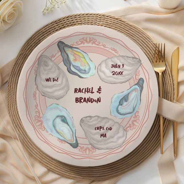 Adorable Oyster Roast Plate, Coastal Wedding Paper Plate (Creator Uploaded)