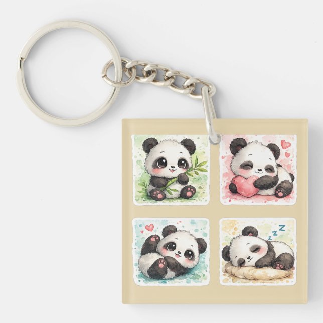 Adorable Panda Acrylic Keychanis Aesthetic Keychain (Front)