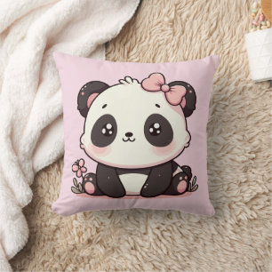 Adorable panda baby pillow pink