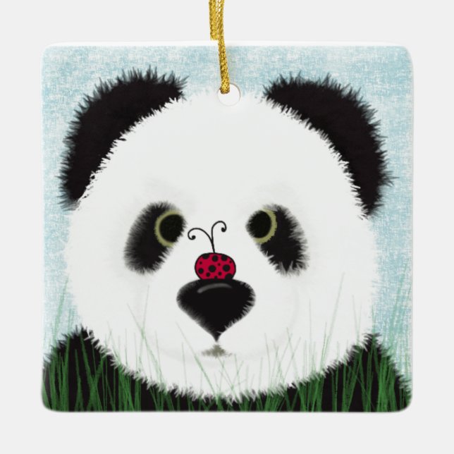 Adorable Panda Bear Ceramic Ornament (Front)