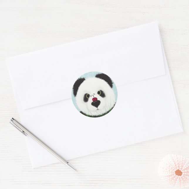 Adorable Panda Bear Classic Round Sticker (Envelope)