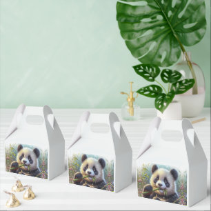Adorable Panda Bear Eating Bamboo Favor Box
