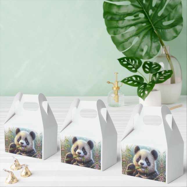 Adorable Panda Bear Eating Bamboo Favor Box (Multiple)