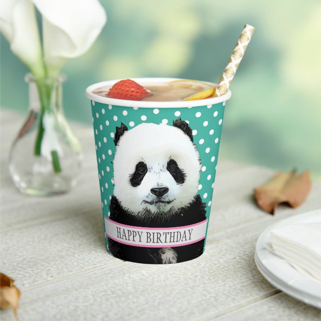 Adorable Panda Bear Kid's Happy Birthday Animal  Paper Cups (Insitu)