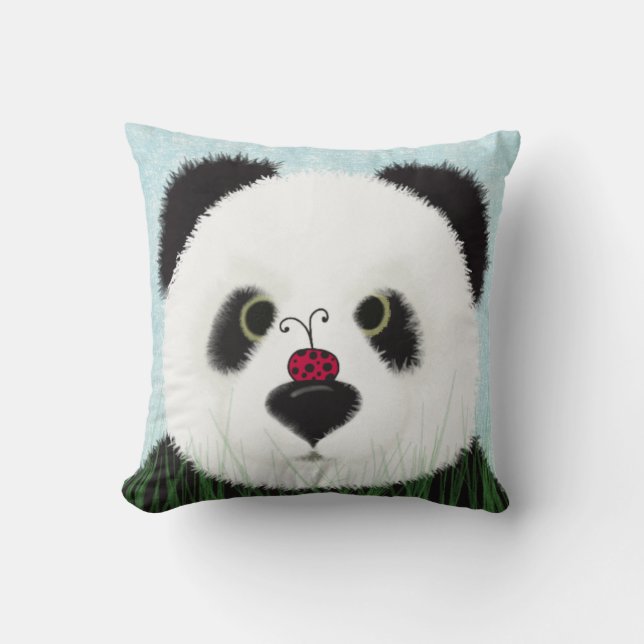 Adorable Panda Bear Throw Pillow (Front)