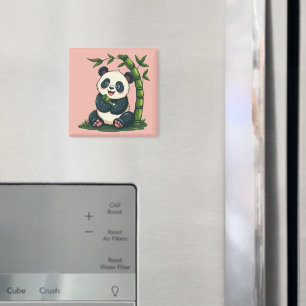 Adorable Panda Hugging Bamboo Cute Cartoon Art Magnet