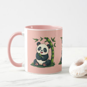 Adorable Panda Hugging Bamboo Cute Cartoon Art Mug