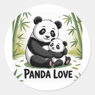 Adorable Panda Love Back to School Classic Round Sticker