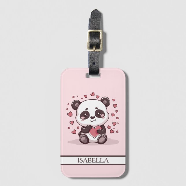 Adorable Panda Love - Personalized Luggage Tag (Front Vertical)