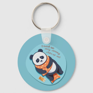 adorable panda need morning call keychain