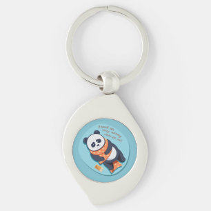 adorable panda need morning call keychain