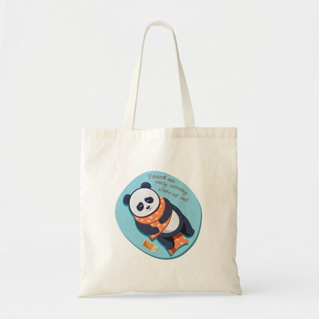 adorable panda need morning call tote bag (Front)