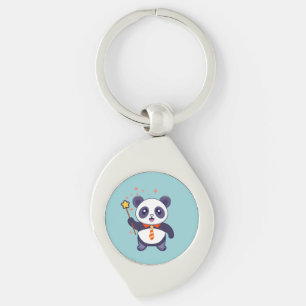adorable panda wearing orange-yellow tie keychain