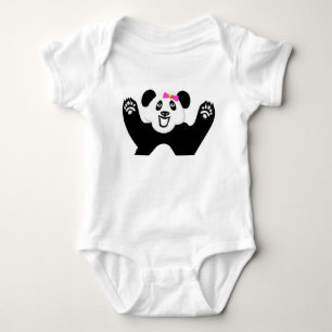 Adorable Panda with Pink Bow Baby Bodysuit