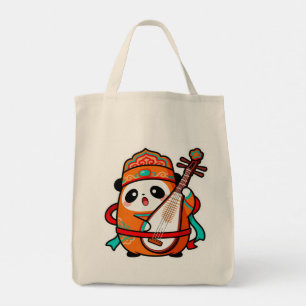 Adorable Panda with Pipa Tote Bag
