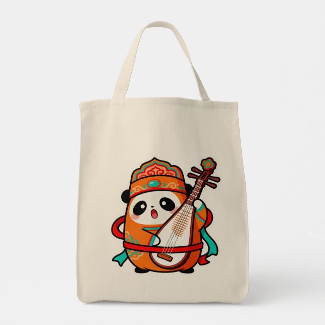 Adorable Panda with Pipa Tote Bag (Dos)