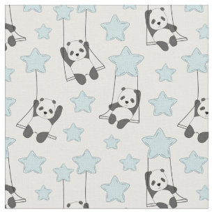 Adorable Pandas and Stars Fabric
