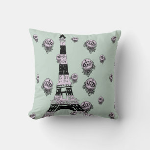 Adorable Paris Motif Coussin avec Tour Eiffel