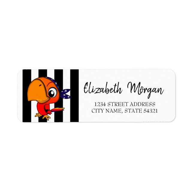 Adorable Parot ,Black Stripes  Address Label (Front)