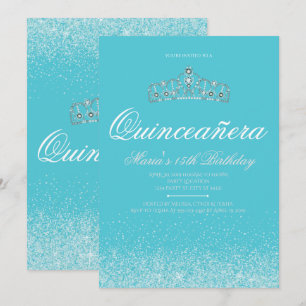 Adorable Parties scintillant Aqua, Invitations Qui