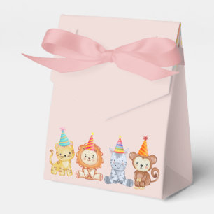 Adorable Party Animals Peach Pink Safari Birthday Favor Box