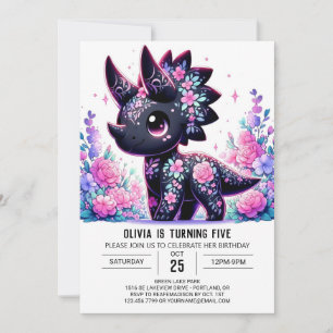 Adorable Pastel Dinosaur Digital Birthday Invitation
