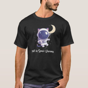 Adorable Pastel Kawaii Space Cat with Moon and Rai T-Shirt
