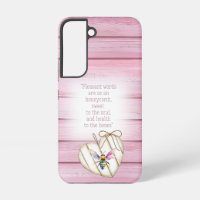 Adorable Pastel Pink Wood Heart Rainbow Bee Faith