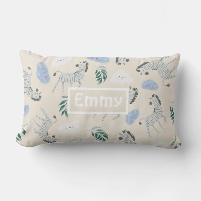 Adorable pastel safari monogrammed nursery pink    lumbar pillow (Front)