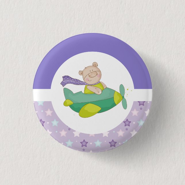 Adorable Pastel Teddy Bear Button  (Front)