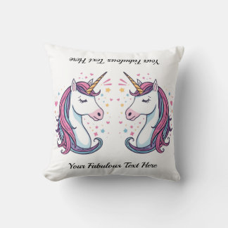 Adorable Pastel Unicorn Customizable Magical Decor Throw Pillow