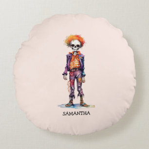 Adorable Pastel Zombie - Cute Halloween Round Pillow
