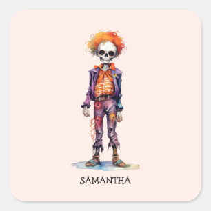 Adorable Pastel Zombie - Cute Halloween Square Sticker