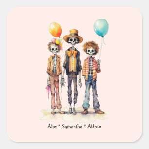 Adorable Pastel Zombie Trio - Cute Halloween (2) Square Sticker