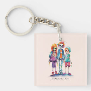Adorable Pastel Zombie Trio - Cute Halloween Keychain