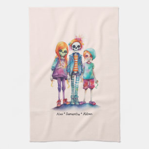 Adorable Pastel Zombie Trio - Cute Halloween Kitchen Towel