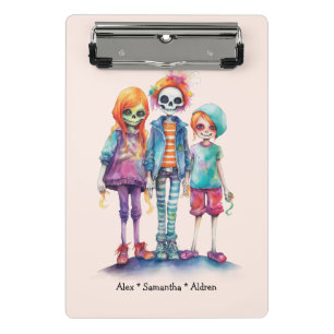 Adorable Pastel Zombie Trio - Cute Halloween Mini Clipboard