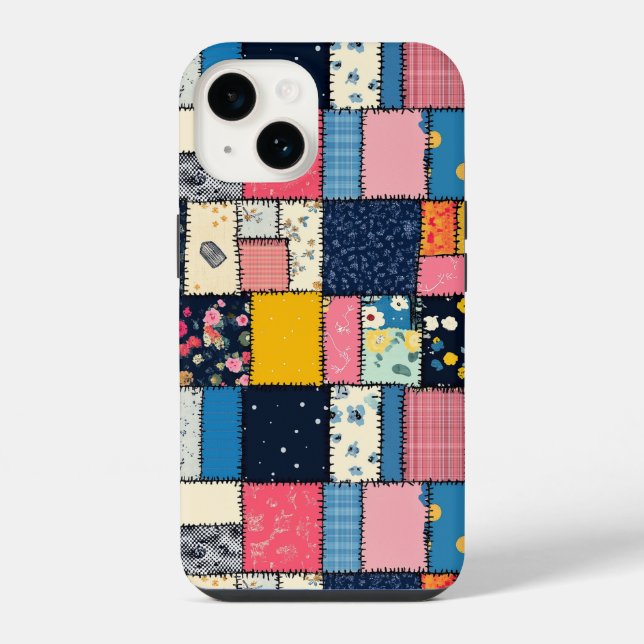 Adorable Patchwork Design, Playful Pattern iPhone Case (Back)