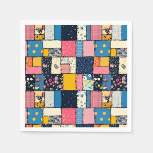 Adorable Patchwork Design, Playful Pattern Napkin