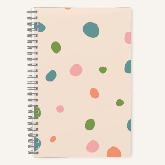 Adorable pattern polka dots for her cute pink blue notebook (Front)
