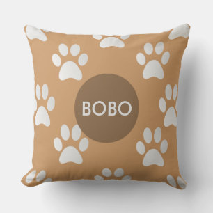 Adorable Paw Prints Monogram Throw Pillow